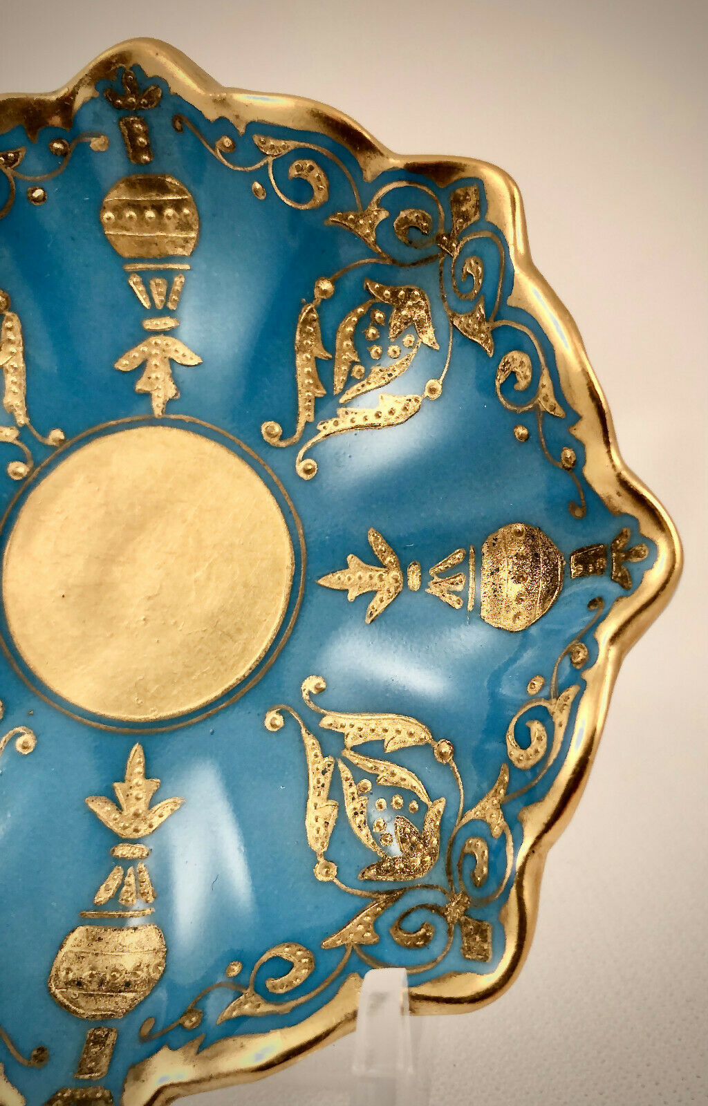 コールポート(Coalport)　カップ＆ソーサー　ターコイズ・ゴールド　脚付き