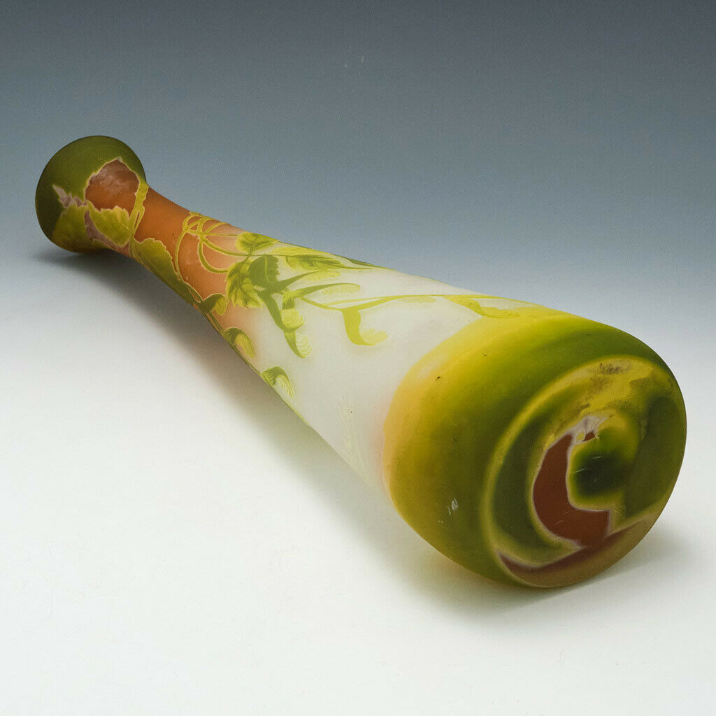A Tall and Very Fine Emille Galle Cameo Glass Vase c1900