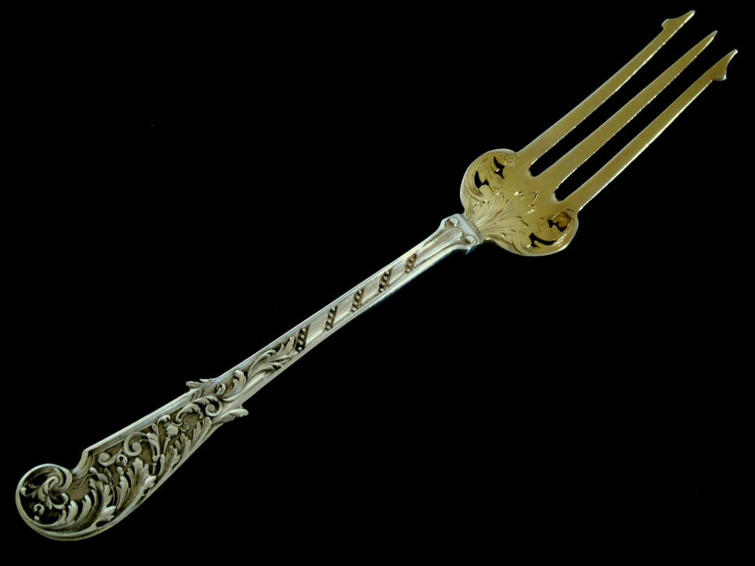 Soufflot French Sterling Silver 18K Gold Dessert Hors D'oeuvre Set 4 pc w/box
