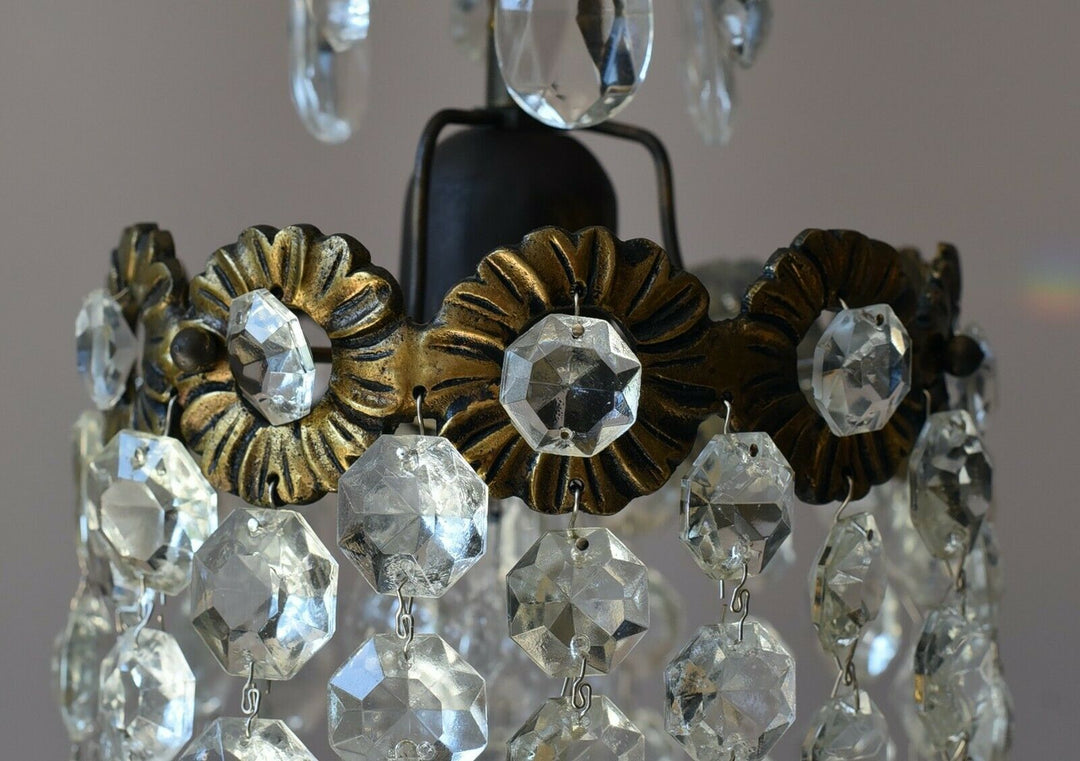 Christmas Sale Small Crystal Chandelier, Antique Vintage Wedding Lighting, Lamp