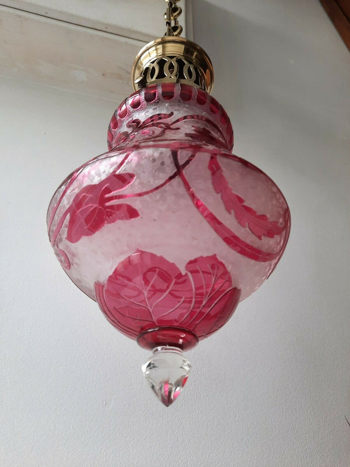 オールドバカラ　ランタン（ペンダントライト）　エグランチエ犬薔薇　希少品