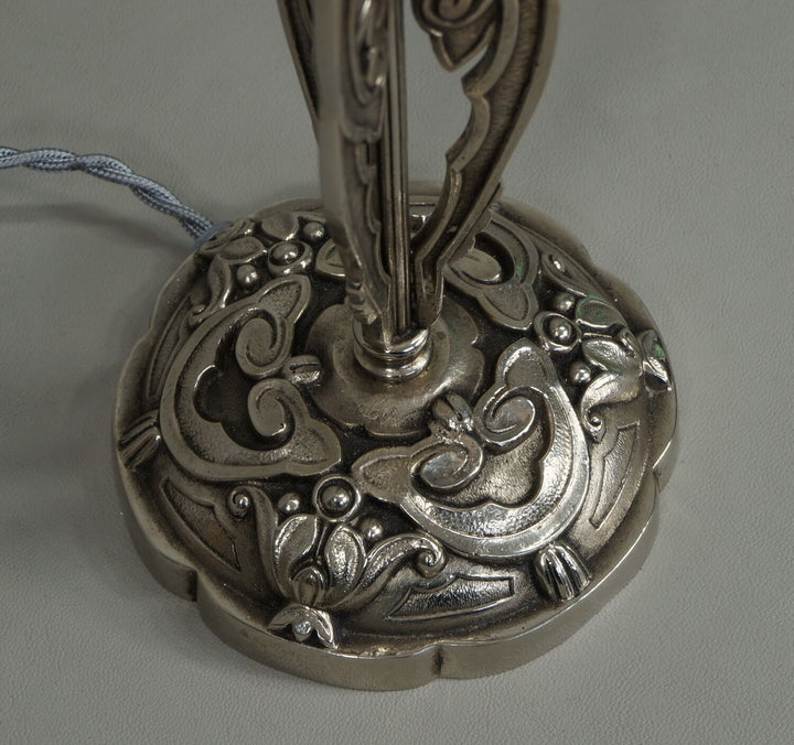 DEGUE : FRENCH 1930 ART DECO LAMP ............. lampe plated bronze muller era