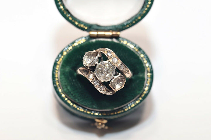 アンティーク 10K ナチュラルローズカットダイヤモンドのオスマンリング