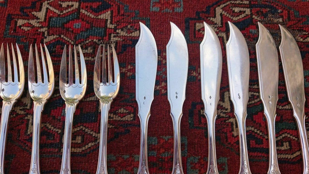 CHRISTOFLE CARDEILHAC STERLING FISH SET FOR SIX W/12 PIECES