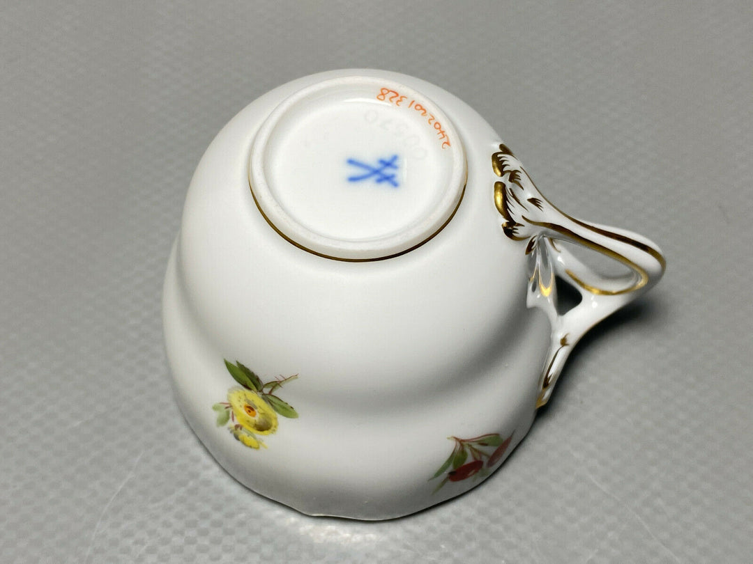 MEISSEN MOKKA GEDECK 2-TLG TASSE UT OBST FRÜCHTE MALEREI WALNUSS BEEREN BLUMEN