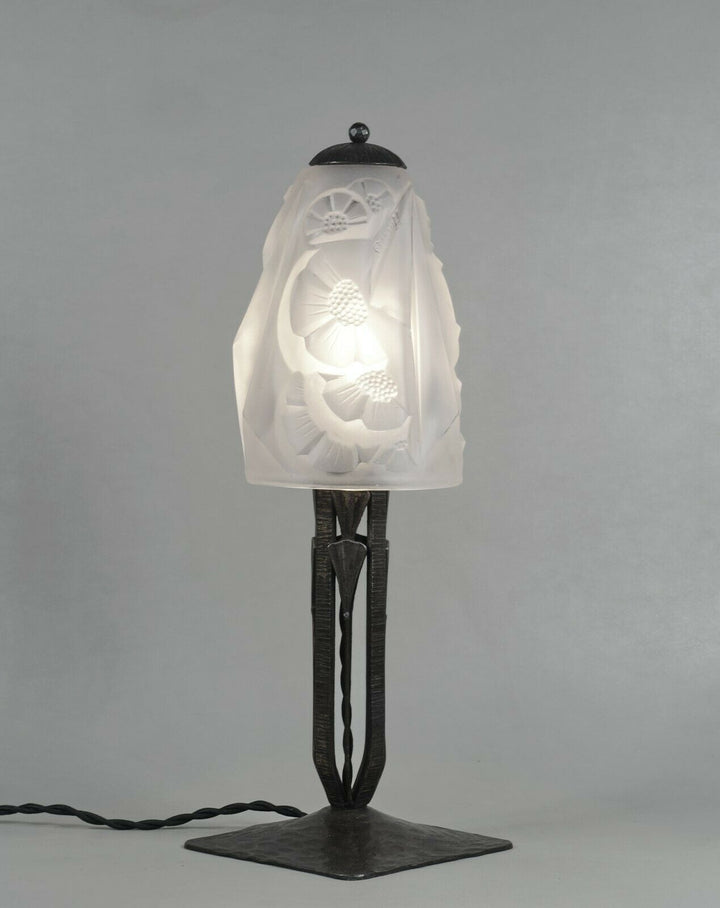 Hubens：フランス1930年代アールデコ調ランプ　錬鉄製（デュゲ作）