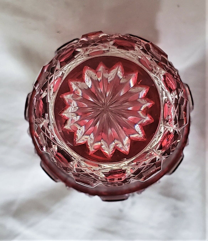 Antique Baccarat Red Cut to Clear Large Crystal Perfume Bottle w/Stopper