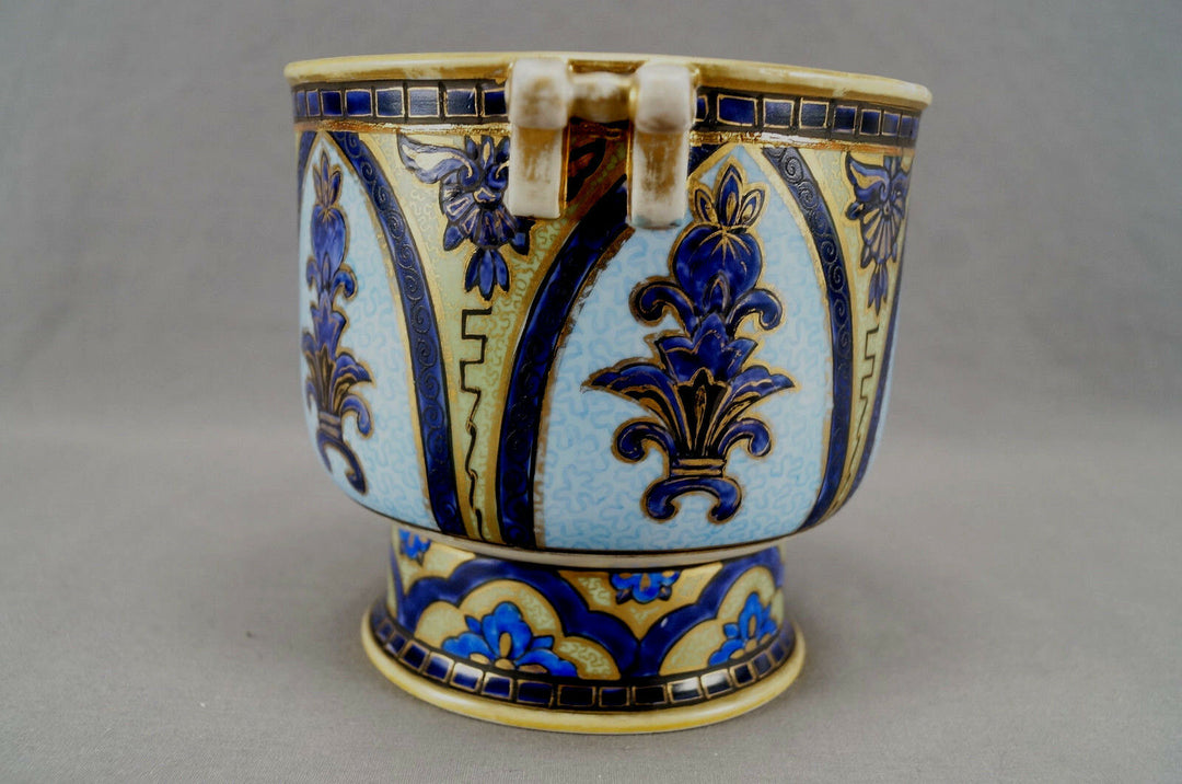 Nippon Morimura Purple Cobalt Blue Bright Blue Green & Gold Floral Arch Planter