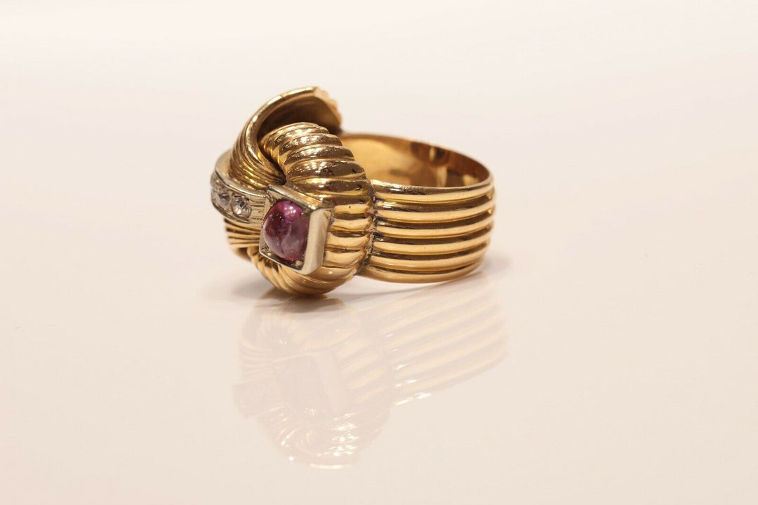 アンティーク ヴィクトリアン 18K ナチュラルダイヤモンドとルビーのリング