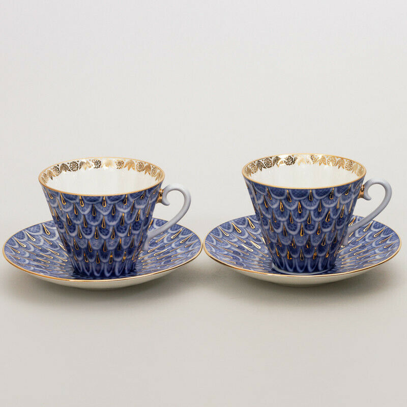 Forget-Me-Not Teacup w/ Saucer by Imperial Porcelain Russian Lomonosov LFZ IFZ