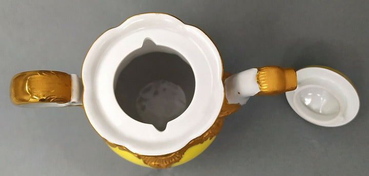 マイセンBフォーム、黄色に花々、コーヒーポット、一級品