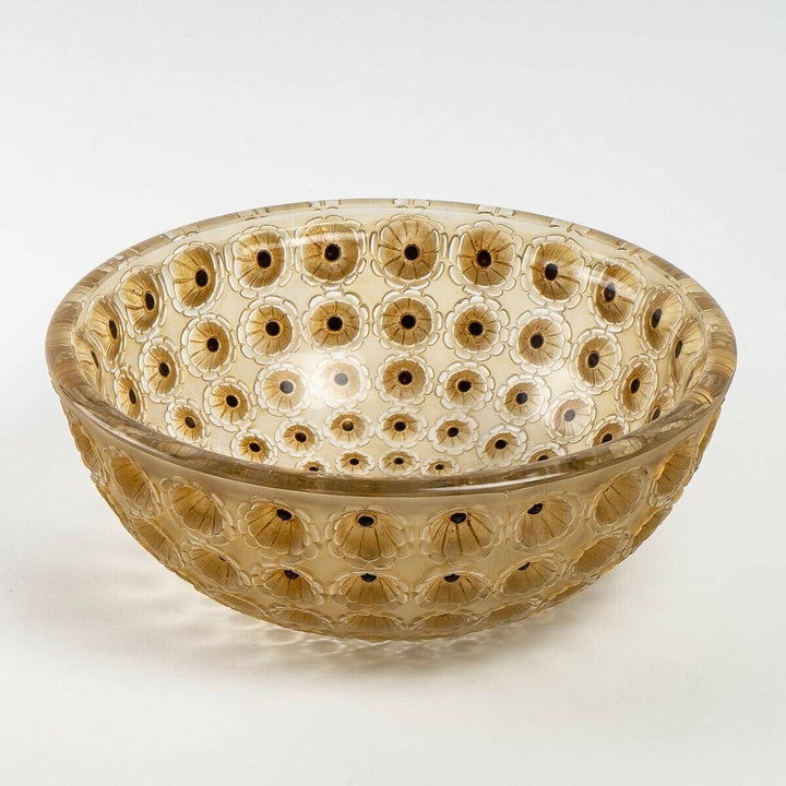 Coupe Nemours Rene Lalique R.Lalique Émaillé Noir Patine Sépia Enamel Stain Bowl