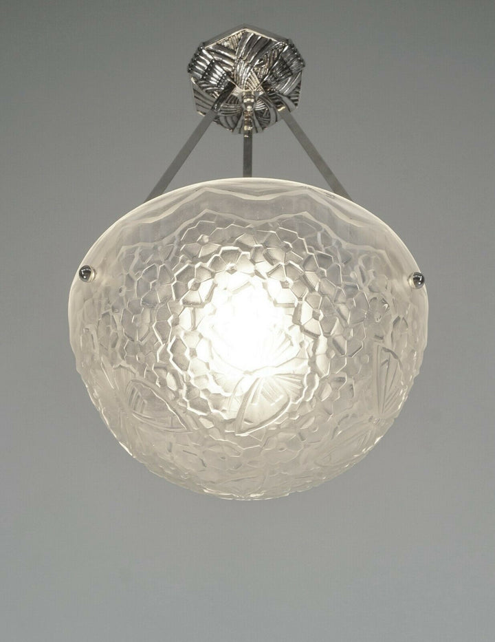 HETTIER VINCENT & HANOTS : pair of FRENCH ART DECO PENDANT S . chandelier France