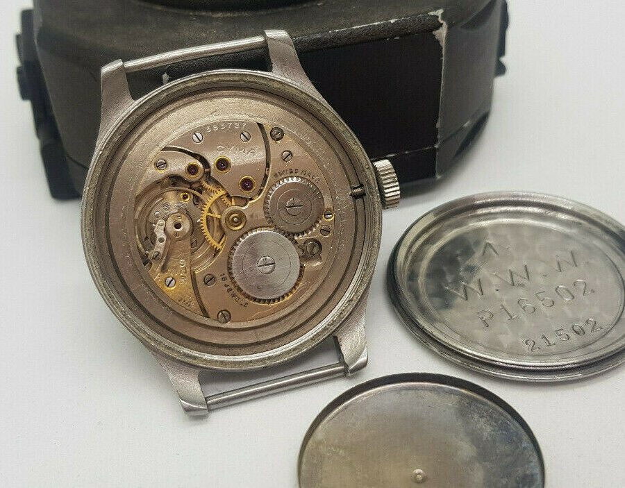 VERY RARE 40'S W.W.W. CYMA DIRTY DOZEN BLACK DIAL MAN'S WATCH P16502 21502