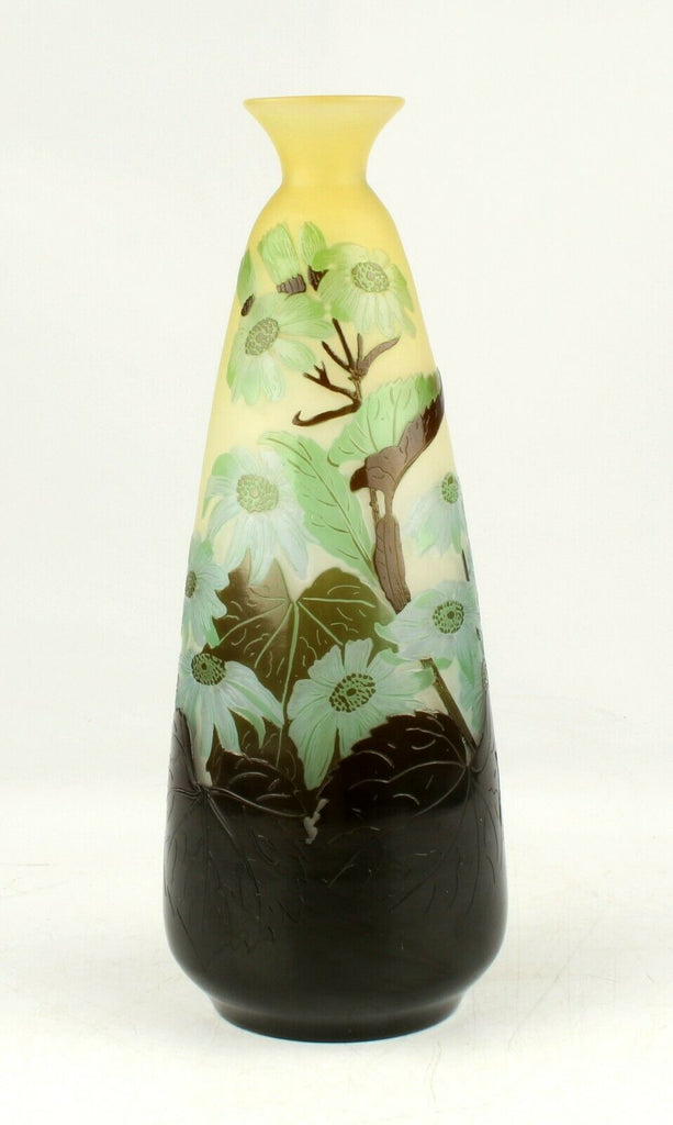 エミール・ガレ　花瓶　Emile Galle エミールガレ(Galle) 水色の花の花瓶 アールヌーボー時代