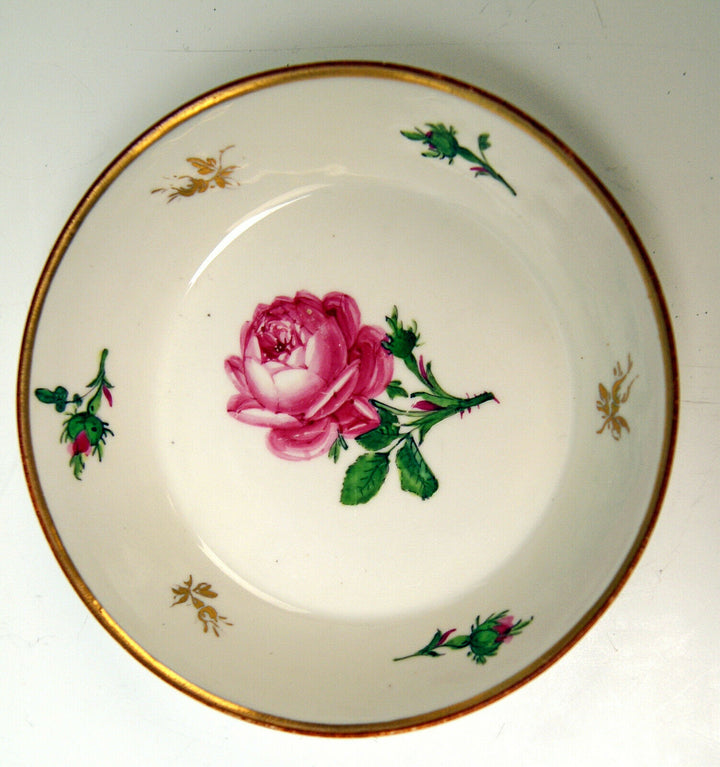 ANTIKE MEISSEN SAMMEL TASSE ROSENDEKOR CUP WITH SAUCER MARCOLINI ZEIT UM 1780