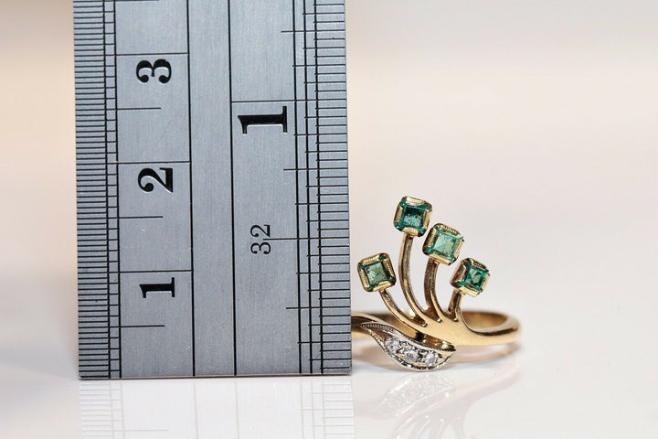 オリジナル 18K ナチュラルダイヤモンドとエメラルドのロシアンリング