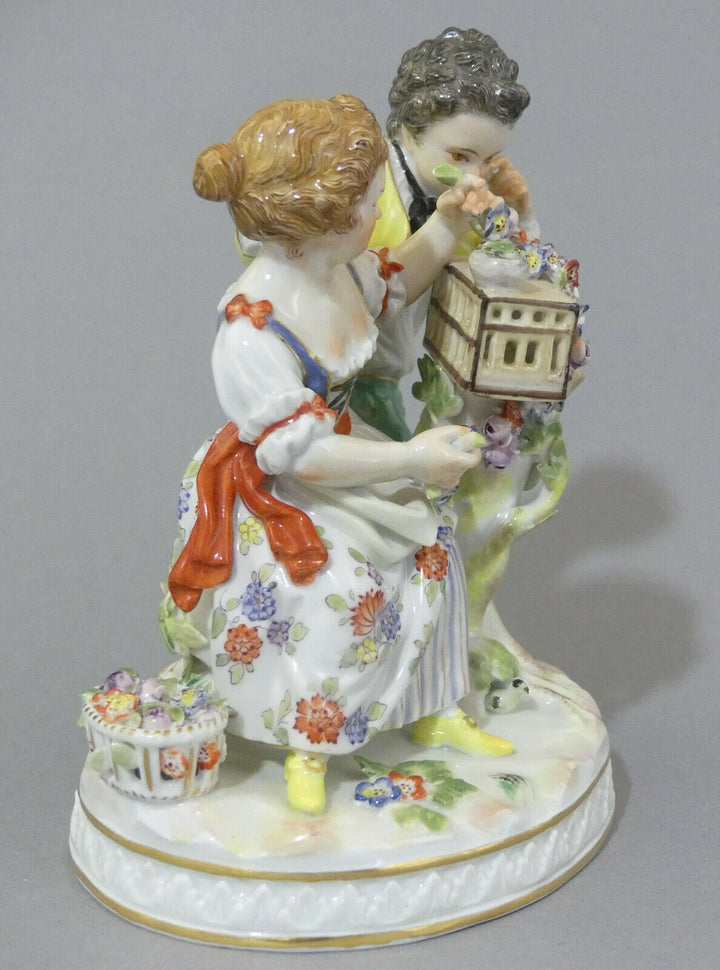 ⚔ Meissen Figur G 91 Paar Allegorie Frühling Vogelkäfig - Vier Jahreszeiten TOP