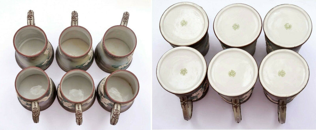 7 Japanese Nippon Moriage Dragon Ware Jewel Eye Tankard Stein Pitcher Mug Cup