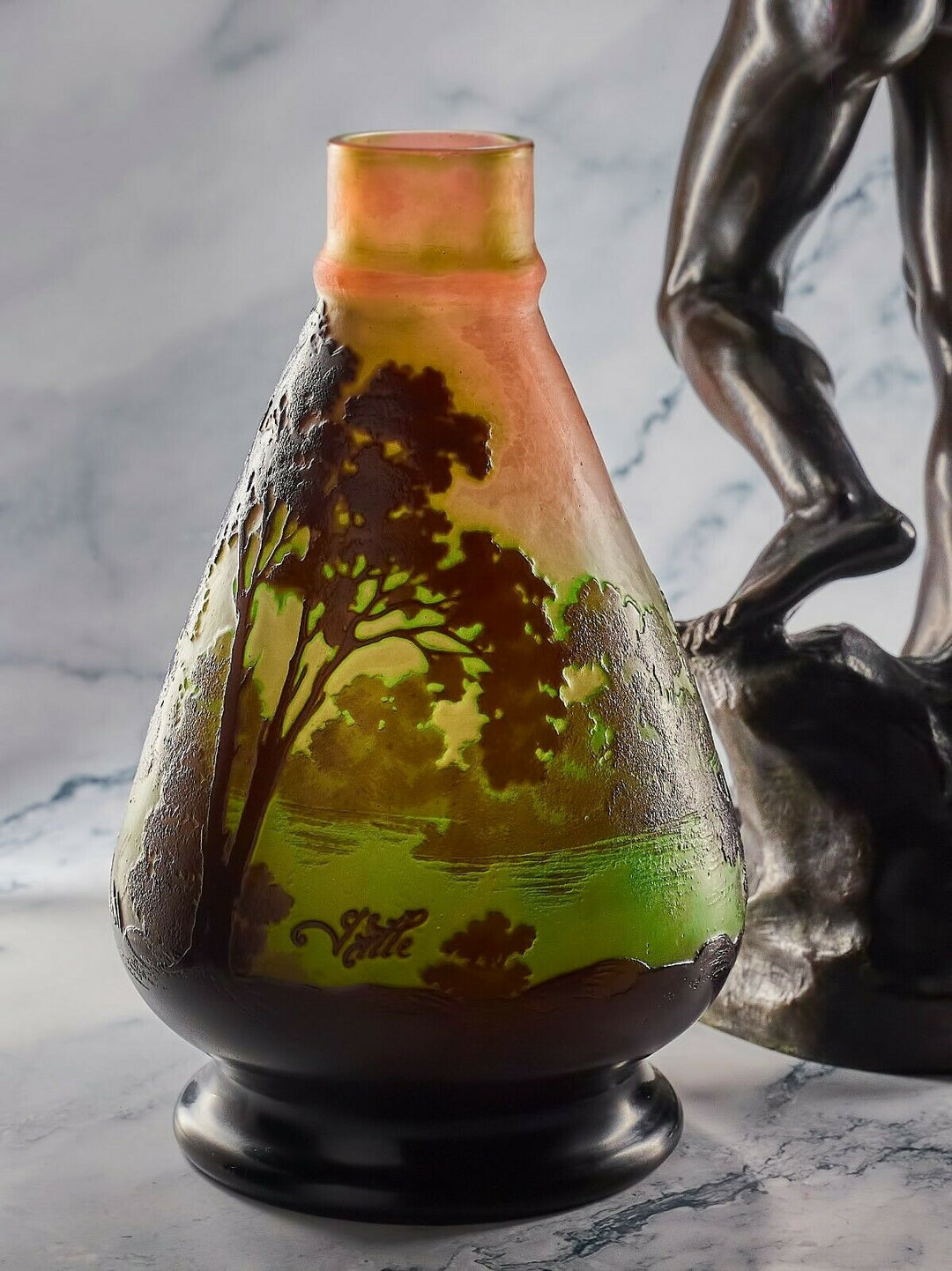 エミールガレ　幻想的風景画　一輪挿し花瓶