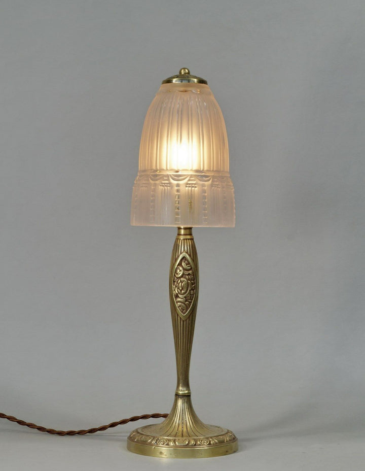 L.リチャード&ミューラー兄弟　希少なアールデコランプ　銅製　1930年