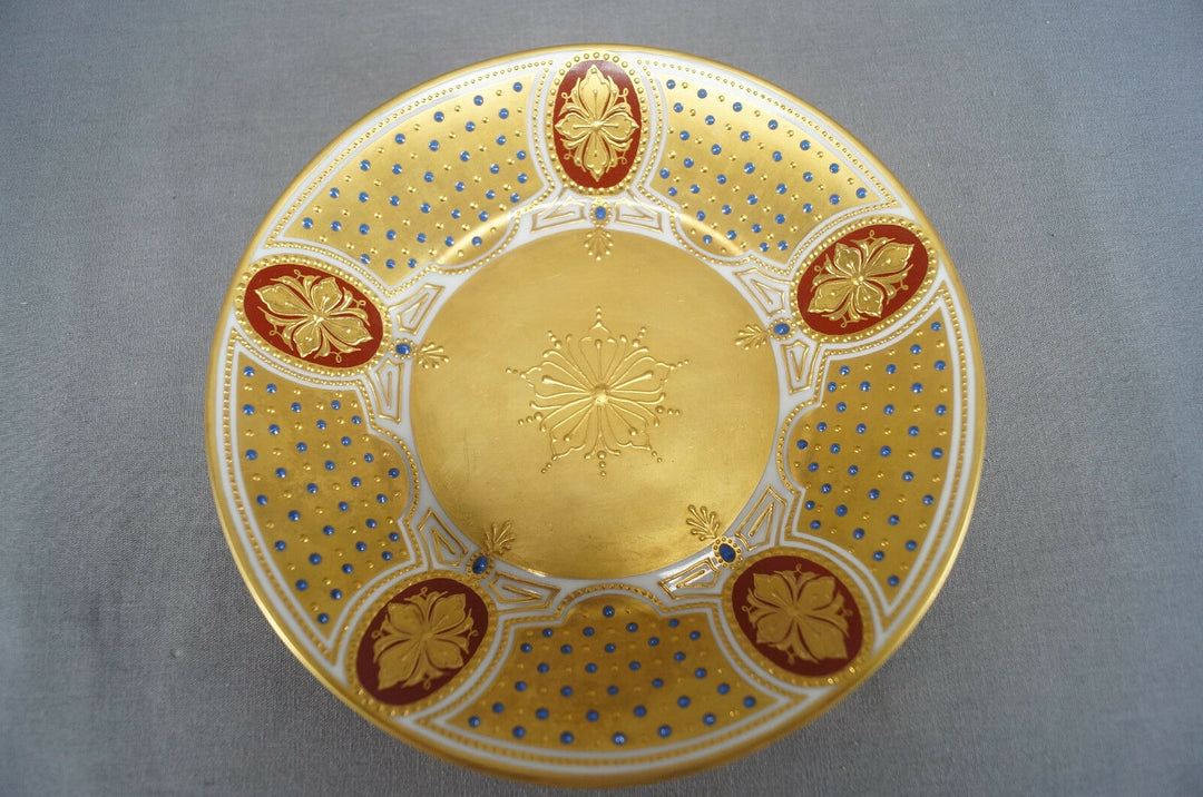 Dresden Hand Painted Wilhelm I Portrait Gold & Jeweled Empire Form Cup & Saucer