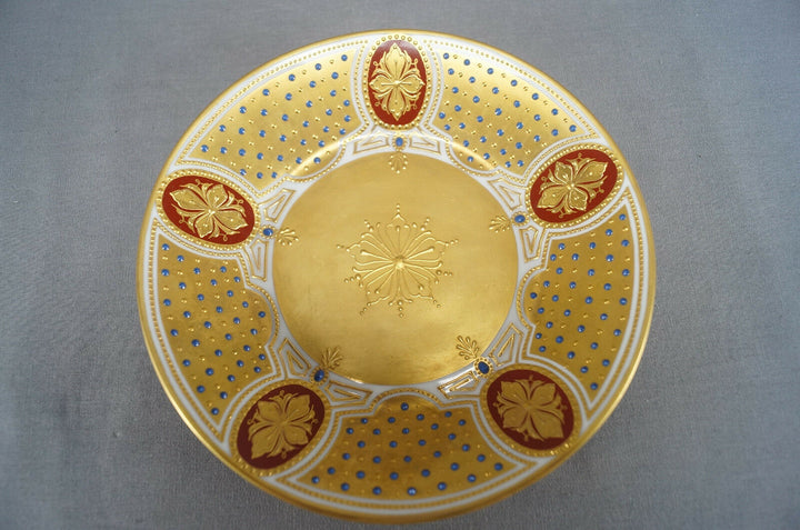 Dresden Hand Painted Wilhelm I Portrait Gold & Jeweled Empire Form Cup & Saucer