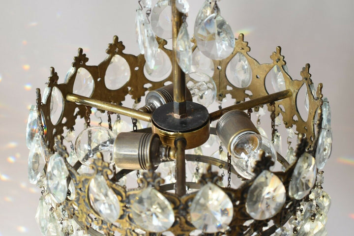 アンティーク照明 クリスタルシャンデリア ヴィンテージ シャビー