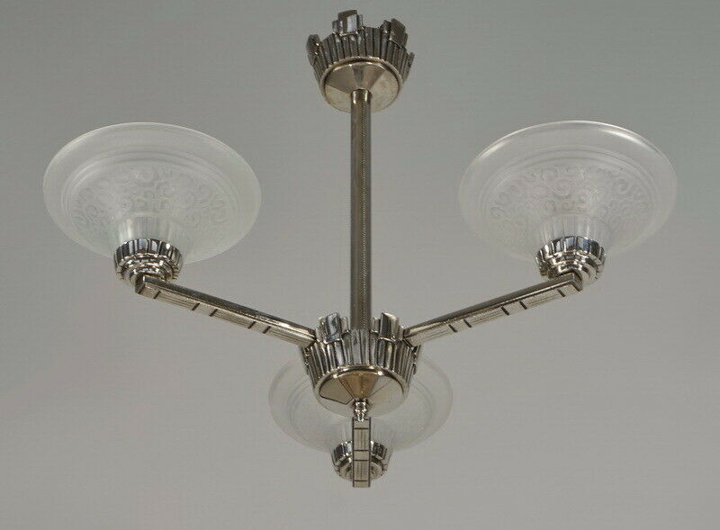 MULLER FRERES : FRENCH 1930 ART DECO CHANDELIER ..............