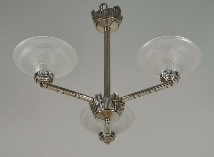 MULLER FRERES : FRENCH 1930 ART DECO CHANDELIER ..............