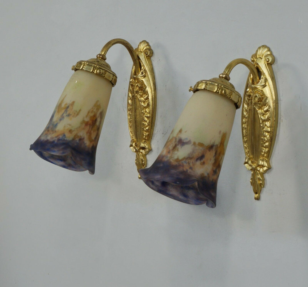 MULLER & CHERRIER et BESNUS : a pair of French 1930 art deco wall sconces France