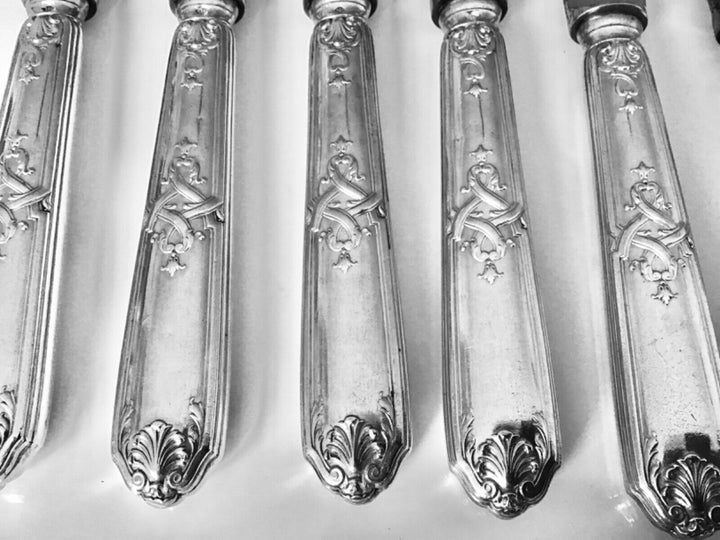 Puiforcat Moliere French solid 800 Silver Dinner meat knife 6/PS