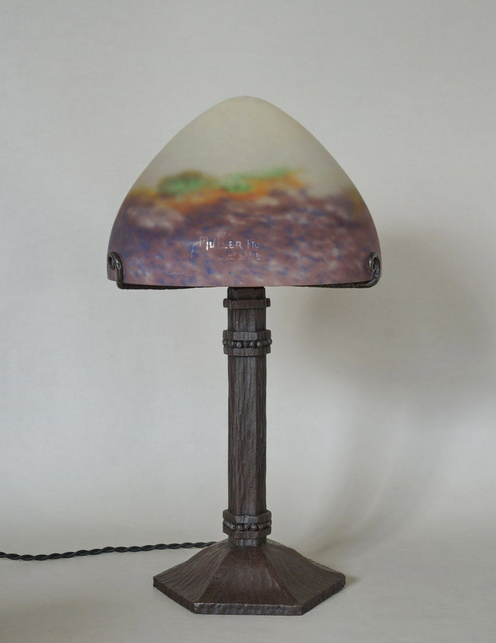 MULLER FRERES : FRENCH 1920 1930 ART DECO LAMP ......... wrought iron .. lampe