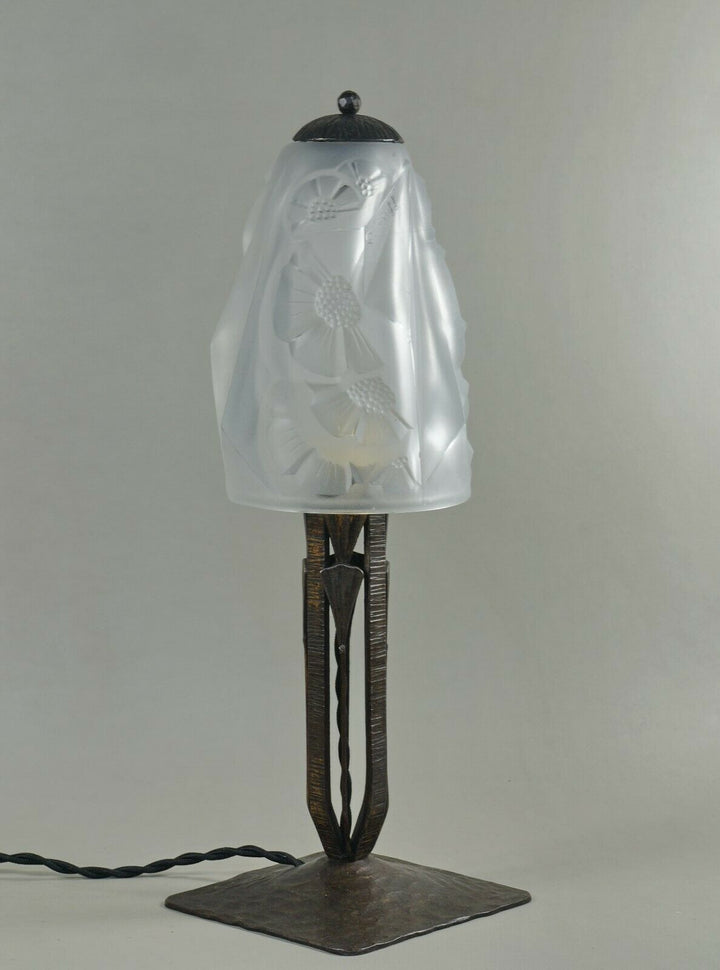 Hubens：フランス1930年代アールデコ調ランプ　錬鉄製（デュゲ作）