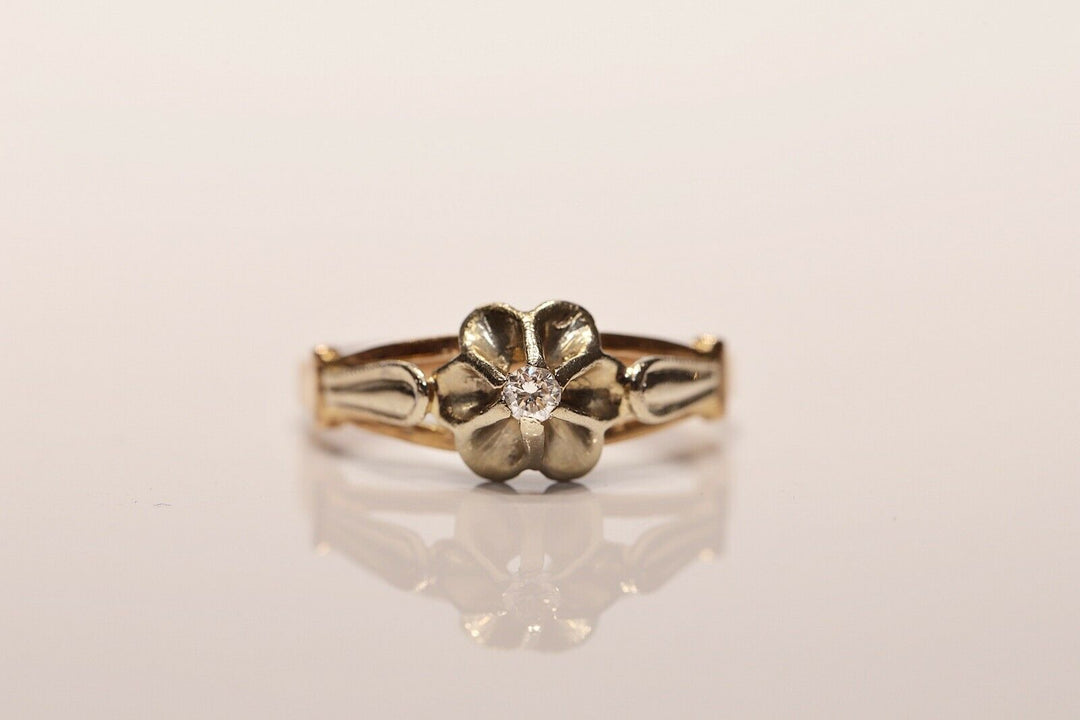 アンティーク 14K ナチュラルダイヤモンドのロシアンリング