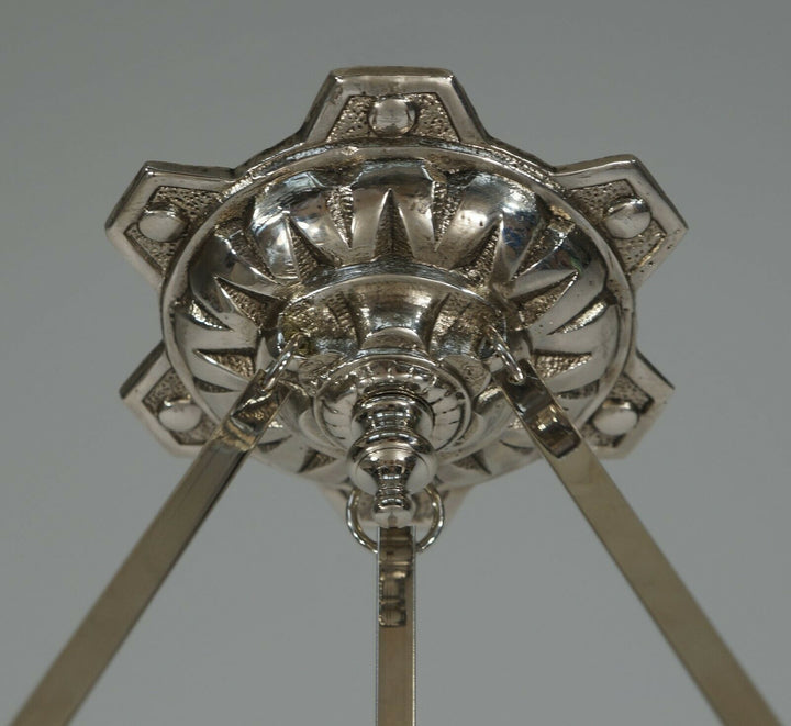 MULLER FRERES : FRENCH 1930 ART DECO PENDANT CHANDELIER ... lamp bronze lustre