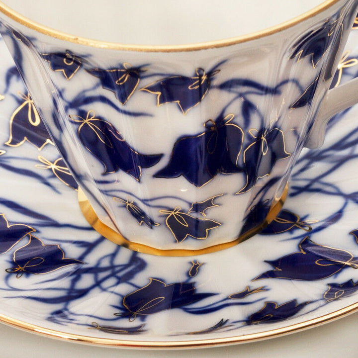 インペリアルポーセリン　ティーカップ＆ソーサー　ロモノーソフ　ブルーベル模様