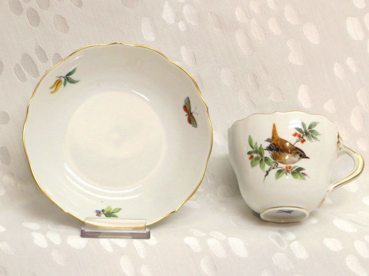 TOP-Meissen 1.Wahl Mocca-/Espresso-Service, Vögel, Insekten, & Kuchenteller ©
