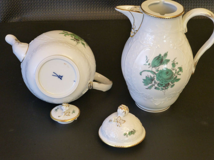 Meißen Porzellan Service, Kaffee- u. Teeservice, Neumarseille, Kupfergrün