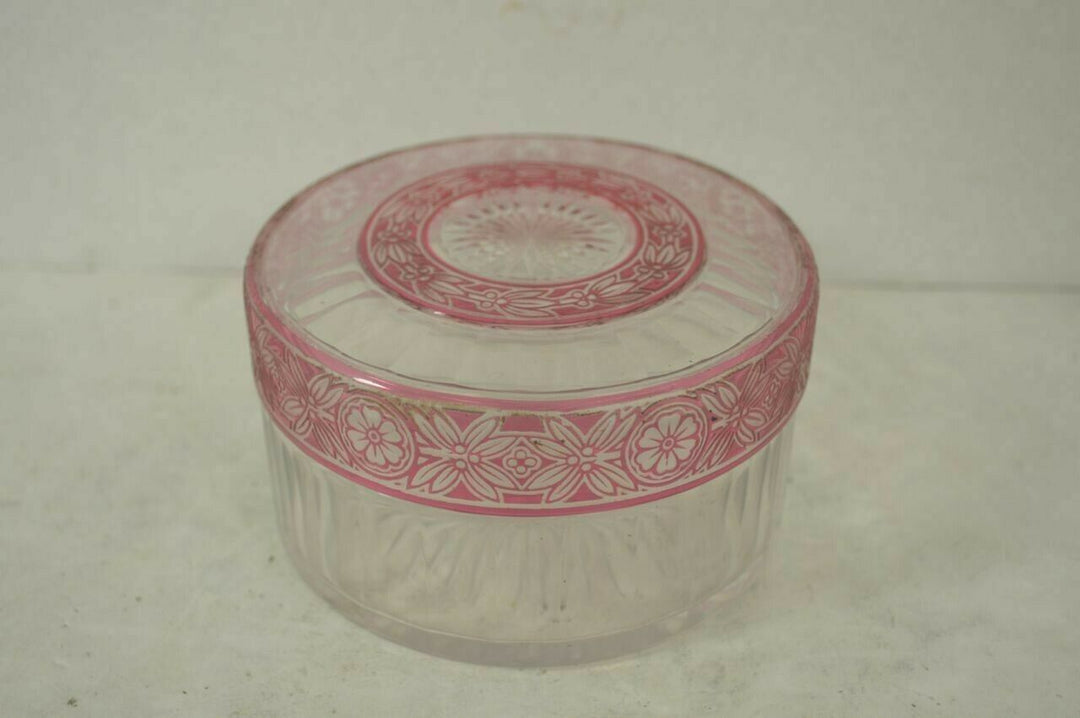 Vintage BACCARAT ART DECO Boîte en verre avec gravé fleurs- afficher le titre d'origine
