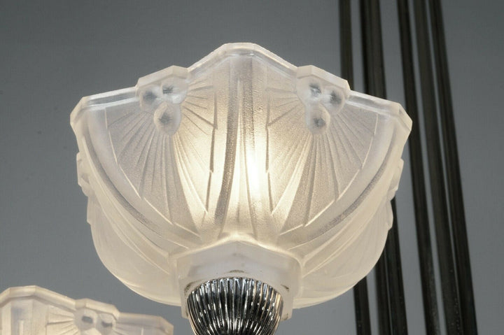 JEAN GAUTHIER (EJG) : FRENCH 1930 ART DECO CHANDELIER ... lamp muller era France