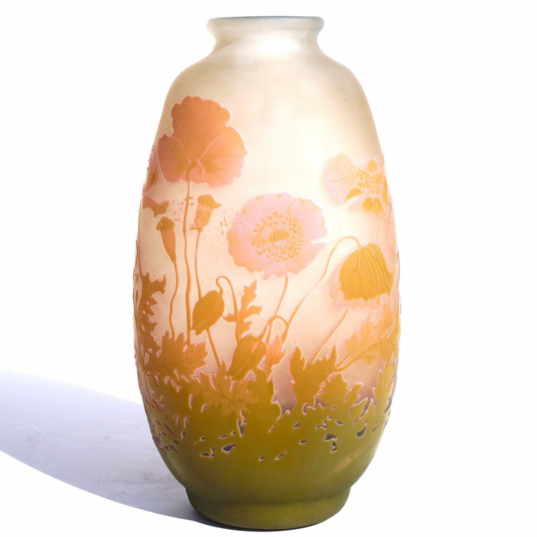 Emile Galle Art Nouveau Cameo Floral Vase