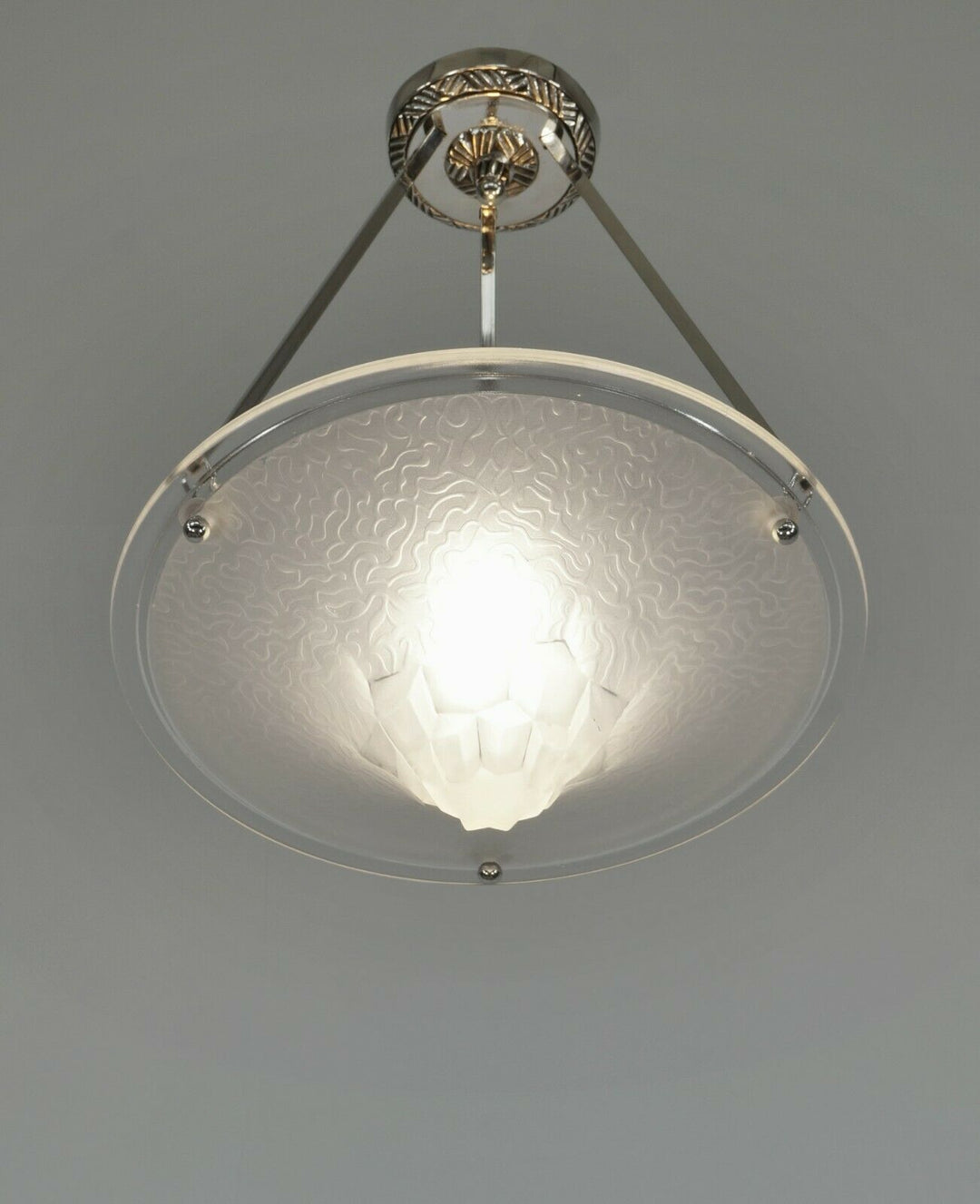 HUBENS & DEGUÉ : FRENCH 1930 ART DECO CHANDELIER . pendant 1925 lamp muller era