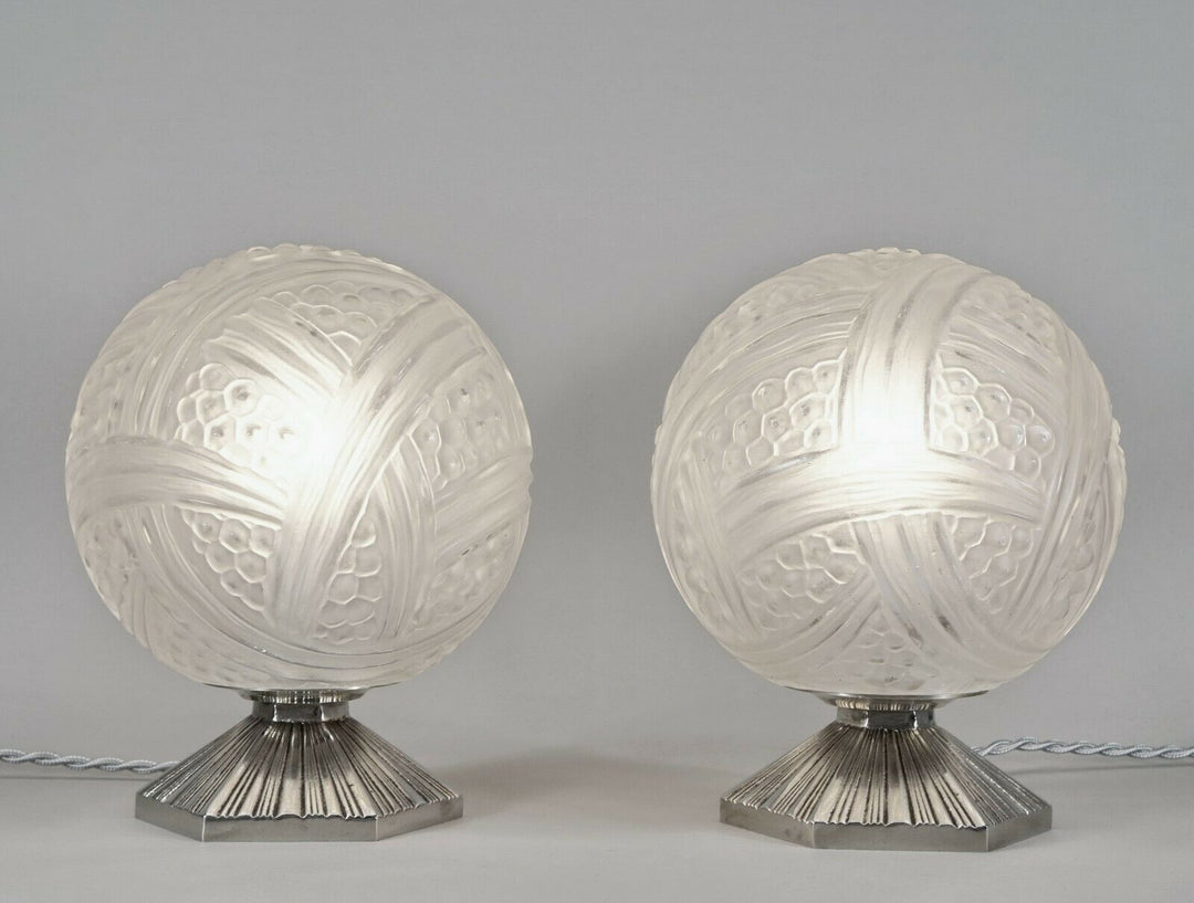 エティエ・ヴァンソン　ペアのフランス製アールデコランプ　1930年