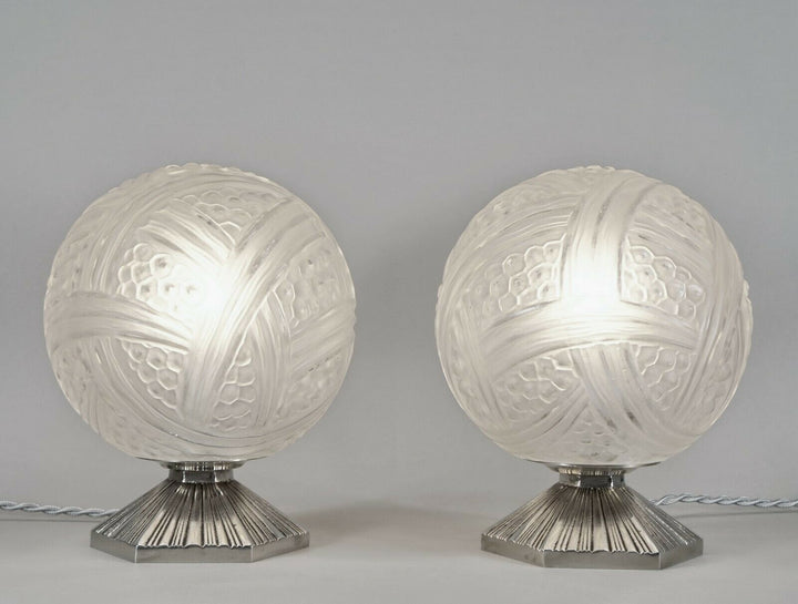 エティエ・ヴァンソン　ペアのフランス製アールデコランプ　1930年