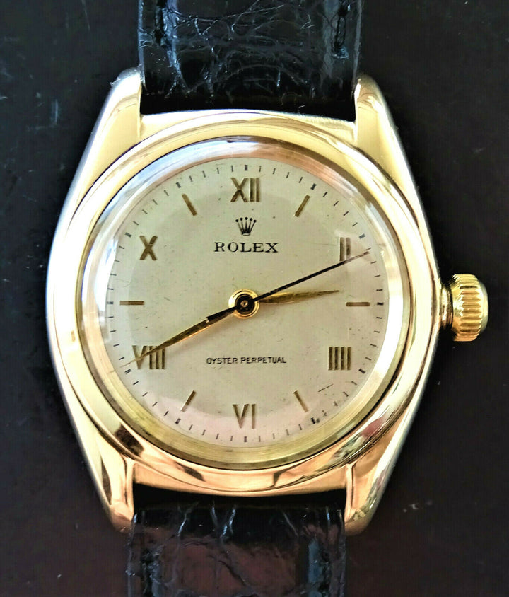 ♛ Rolex Oyster Bubble Back 3131 Yellow Gold 14K 585 Automatic Chronometer 1948