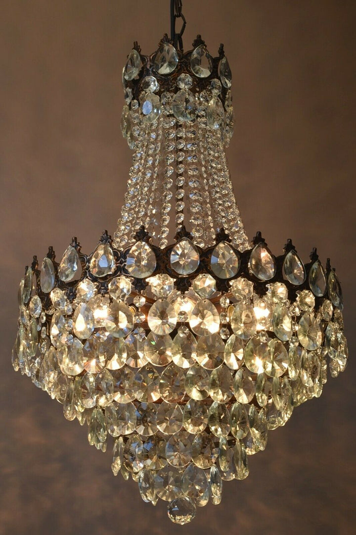 Vintage Crystal Chandelier, Antique Lighting, lamp, Hall pendant for Home Living