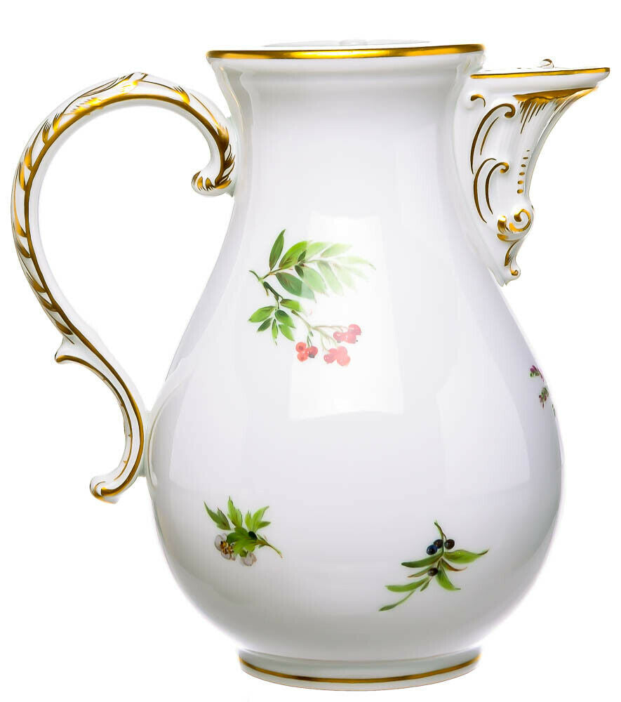 Kaffeekanne Vogel- & Zweigmalerei Meissen Neuer Ausschnitt Mitarbeiterware 22 cm