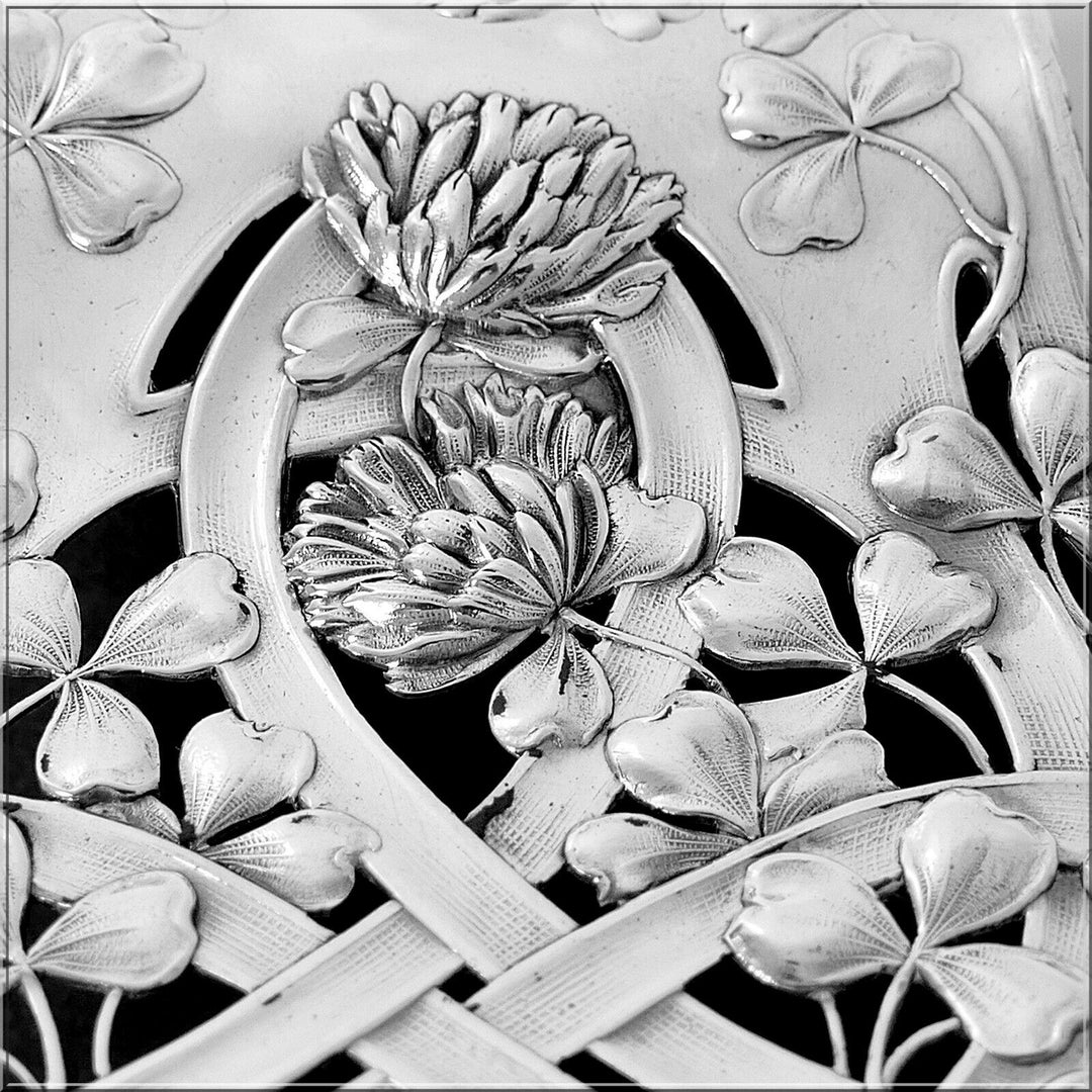 Debain French All Sterling Silver Asparagus Sandwiches Grip, Clover, Art Nouveau