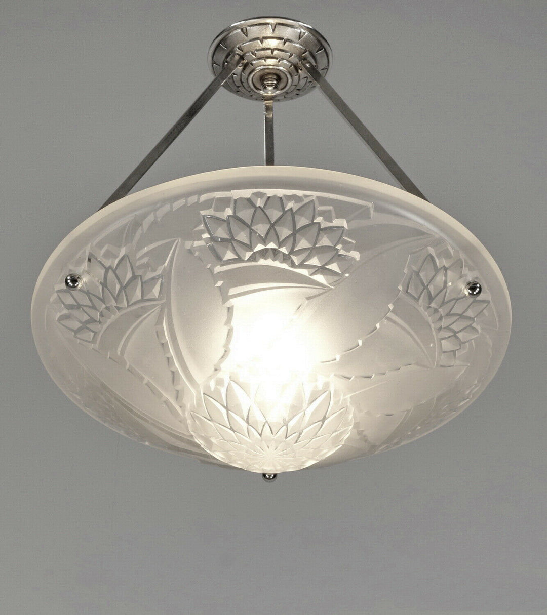VIARMÉ : FRENCH 1930 ART DECO PENDANT CHANDELIER ....... lustre lamp muller era
